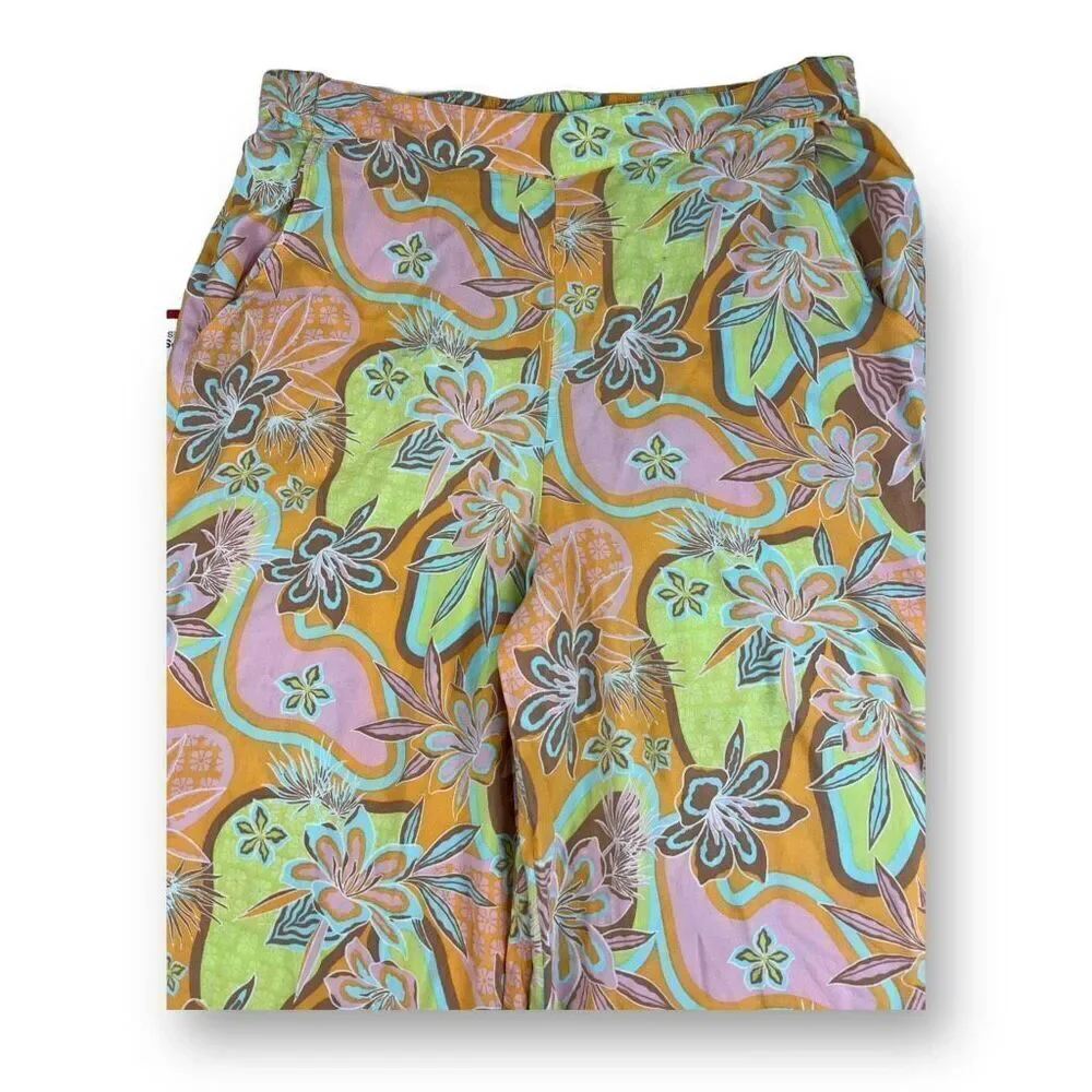 Roxy Midnight Avenue Wide Leg Lightweight Pants women’s Size XL orange floral - Picture 4 of 9
